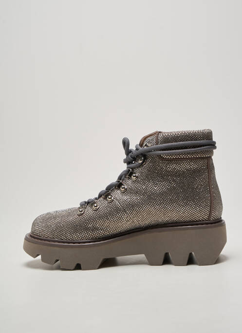 Botine/ghete țesătură satinată toc de 4 la 6 cm argintiu LOLA CRUZ femme