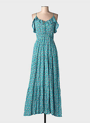 Rochie lungă imprimeu fantezie bretele subțiri albastru C'FLO femme