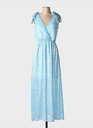 Rochie lungă mâneci lungi mâneci lungi albastru BY ONE femme