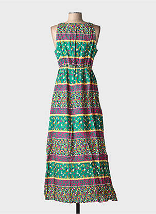 Rochie lungă țesătură poplin fără mâneci verde C'FLO femeie