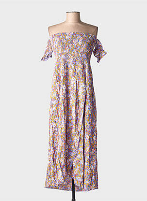 Rochie midi imprimeu floral mâneci scurte violet C'FLO femeie