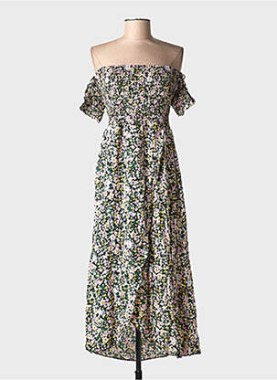 Rochie midi imprimeu floral mâneci scurte negru C'FLO femme