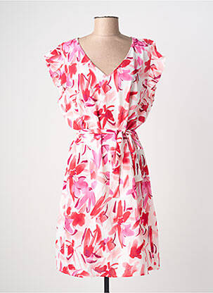 Rochie midi imprimeu fantezie mâneci scurte roz NOUGAT femme