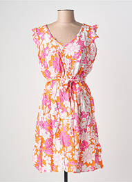 Rochie midi imprimeu floral mâneci scurte portocaliu C'FLO femeie