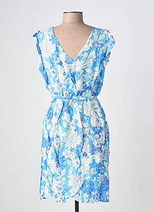 Rochie midi imprimeu floral mâneci scurte albastru C'FLO femeie