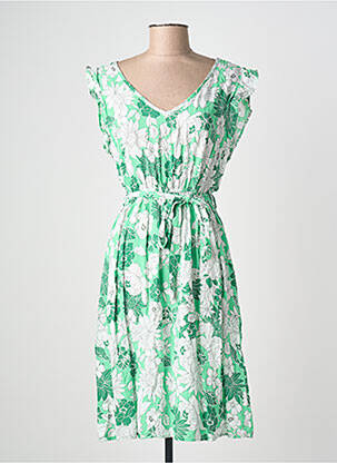 Rochie midi imprimeu floral mâneci scurte verde C'FLO femeie
