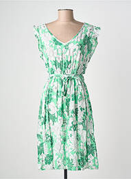 Rochie midi imprimeu floral mâneci scurte verde C'FLO femeie
