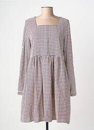 Rochie midi imprimeu fantezie mâneci lungi roz VIC VIA femme