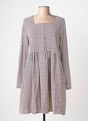 Rochie midi imprimeu fantezie mâneci lungi roz VIC VIA femme