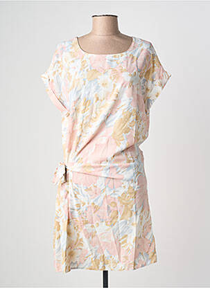 Rochie midi imprimeu fantezie mâneci scurte alb VIC VIA femme