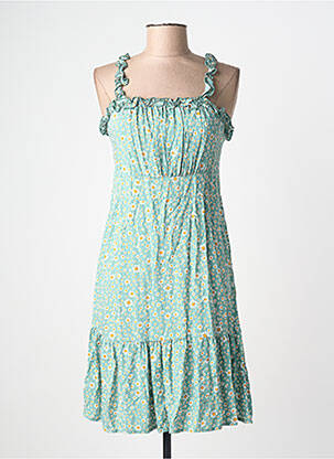 Rochie midi imprimeu floral fără mâneci verde C'FLO femeie