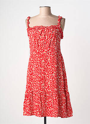 Rochie midi imprimeu floral fără mâneci roșu C'FLO femme