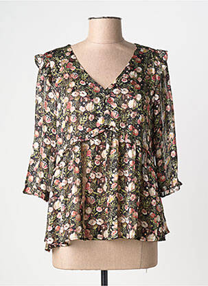 Top guler în v mâneci 3/4 negru BY ONE femme