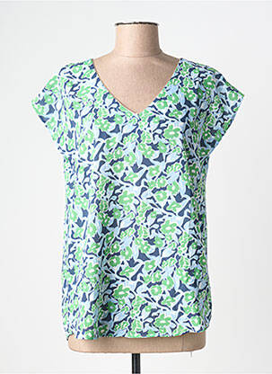 Top imprimeu fantezie mâneci scurte verde BY ONE femme