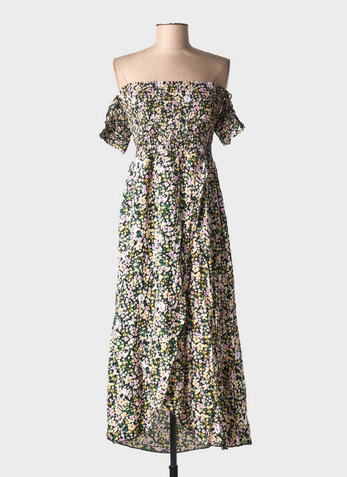 Rochie midi imprimeu floral mâneci scurte negru C'FLO femme