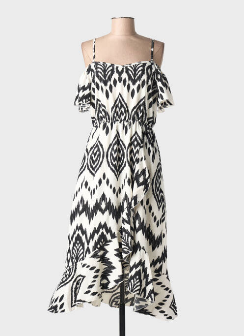 Rochie midi imprimeu fantezie bretele subțiri alb C'FLO femme