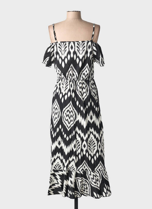 Rochie midi imprimeu fantezie bretele subțiri negru C'FLO femme