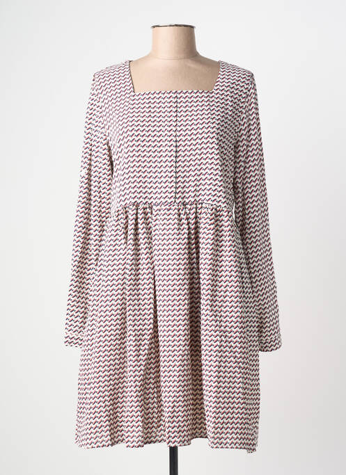 Rochie midi imprimeu fantezie mâneci lungi roz VIC VIA femme