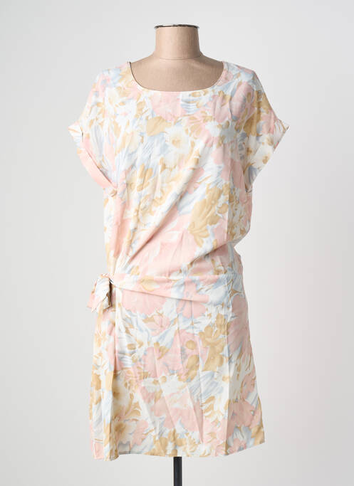 Rochie midi imprimeu fantezie mâneci scurte alb VIC VIA femme