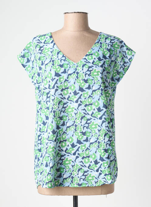 Top imprimeu fantezie mâneci scurte verde BY ONE femme