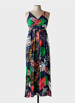 Rochie lungă imprimeu fantezie bretele subțiri albastru AIRISA femme