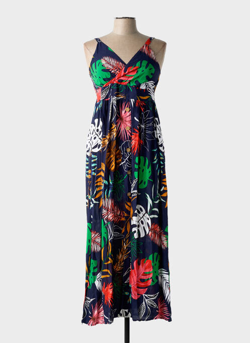 Rochie lungă imprimeu fantezie bretele subțiri albastru AIRISA femme