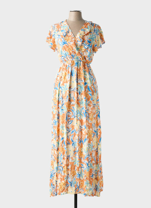 Rochie lungă imprimeu fantezie mâneci scurte portocaliu C'FLO femme