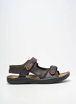 Sandale/pantofi decupați țesătură satinată vârf deschis maro FLEXOLINE homme