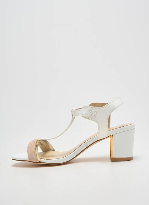 Sandale/pantofi decupați toc pătrat toc de 7 la 9 cm alb METAMORF'OSE femme