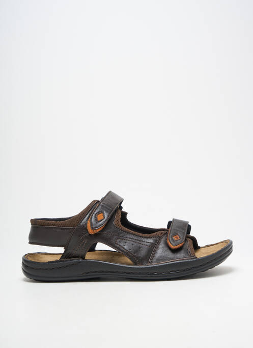 Sandale/pantofi decupați țesătură satinată vârf deschis maro FLEXOLINE homme