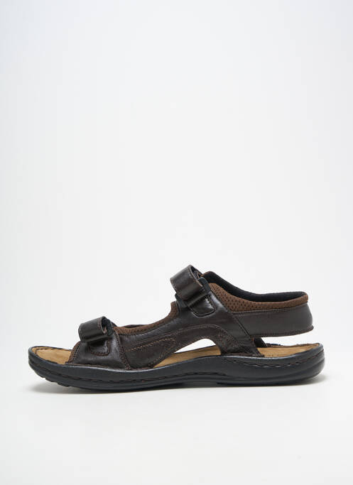 Sandale/pantofi decupați țesătură satinată vârf deschis maro FLEXOLINE homme