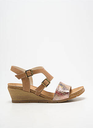 Sandale/pantofi decupați țesătură satinată toc de 4 la 6 cm bej INEA femme