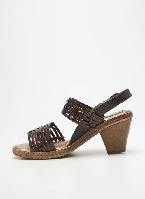 Sandale/pantofi decupați țesătură satinată toc de 7 la 9 cm maro ELLES-MEMES femme