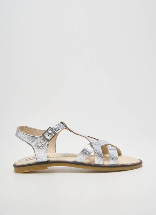 Sandale/pantofi decupați chiquet toc plat până la 3 cm argintiu GARVALIN femme