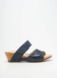 Mulete/saboți țesătură satinată toc de 4 la 6 cm albastru PEDI GIRL femme