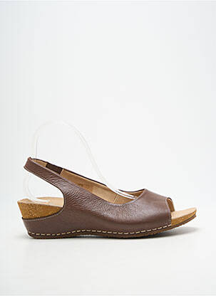 Sandale/pantofi decupați vârf deschis toc de 4 la 6 cm maro PEDI GIRL femme