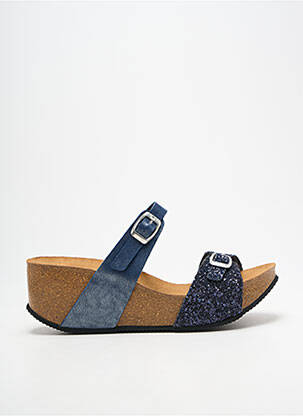 Mulete/saboți toc platformă toc de 4 la 6 cm albastru LA VAGUE femme