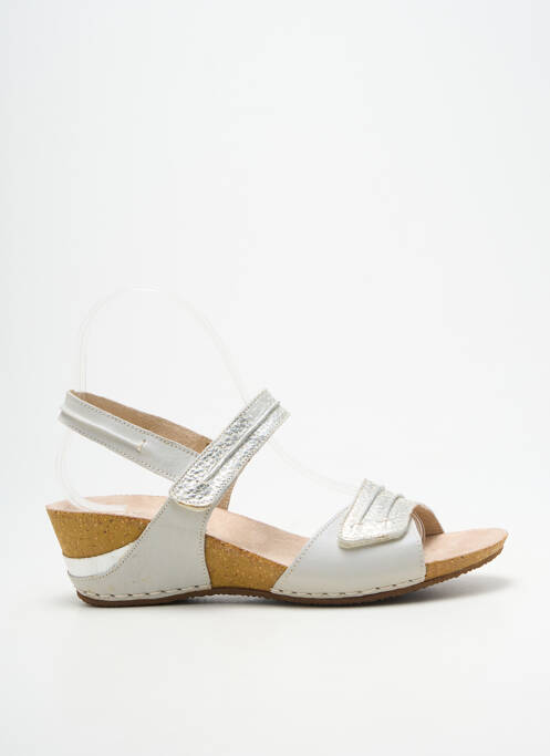 Sandale/pantofi decupați țesătură satinată toc de 4 la 6 cm argintiu PEDI GIRL femme