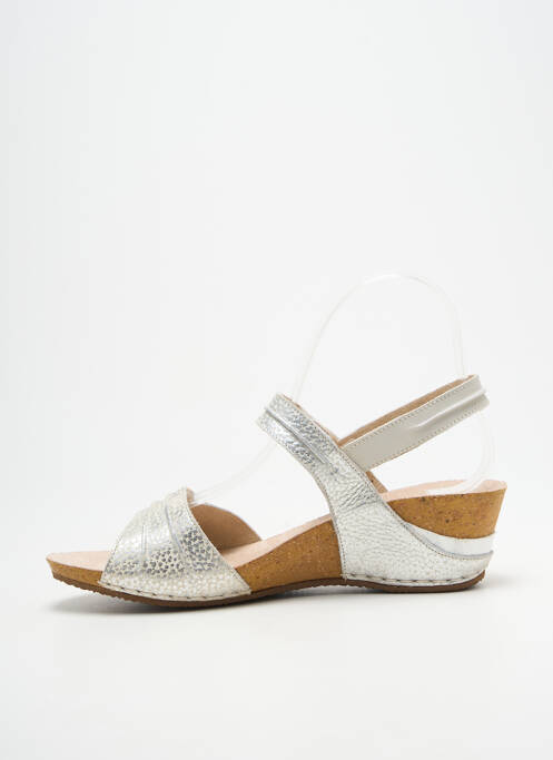 Sandale/pantofi decupați țesătură satinată toc de 4 la 6 cm argintiu PEDI GIRL femme