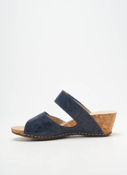 Mulete/saboți țesătură satinată toc de 4 la 6 cm albastru PEDI GIRL femme