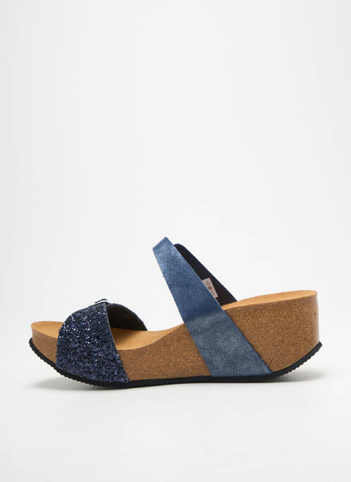 Mulete/saboți toc platformă toc de 4 la 6 cm albastru LA VAGUE femme