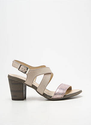 Sandale/pantofi decupați țesătură satinată toc de 7 la 9 cm bej GEO-REINO femme