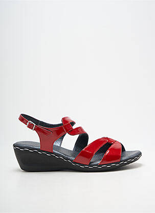 Sandale/pantofi decupați material neted toc de 4 la 6 cm roșu GEO-REINO femme