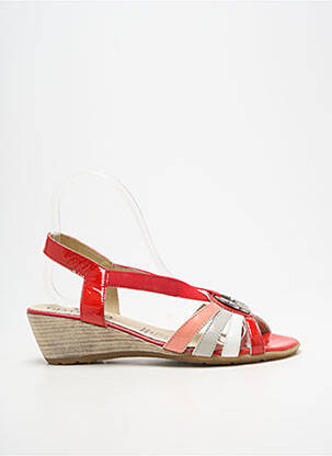 Sandale/pantofi decupați material neted toc de 4 la 6 cm roșu GEO-REINO femme