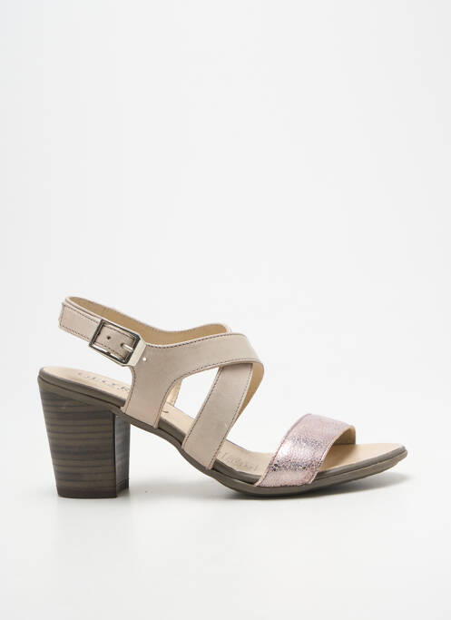 Sandale/pantofi decupați țesătură satinată toc de 7 la 9 cm bej GEO-REINO femme