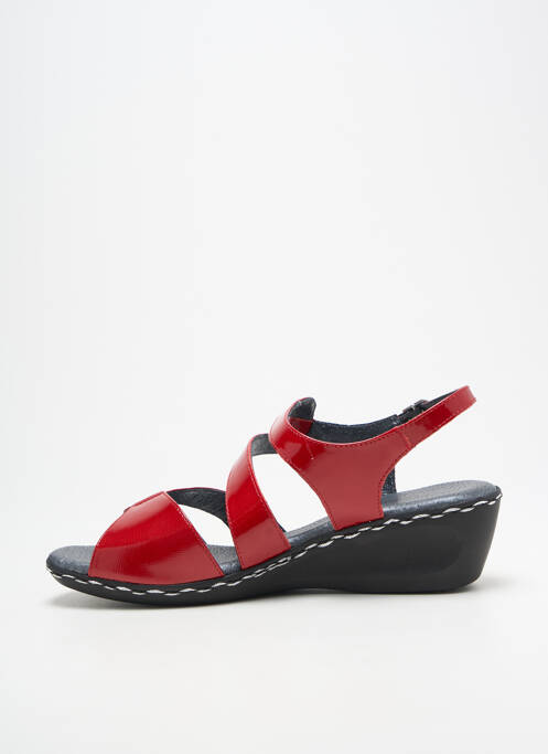 Sandale/pantofi decupați material neted toc de 4 la 6 cm roșu GEO-REINO femme