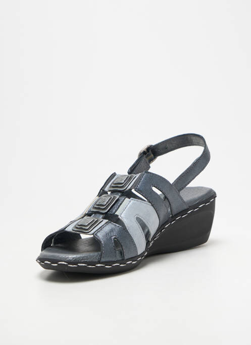 Sandale/pantofi decupați țesătură satinată toc de 4 la 6 cm argintiu GEO-REINO femme