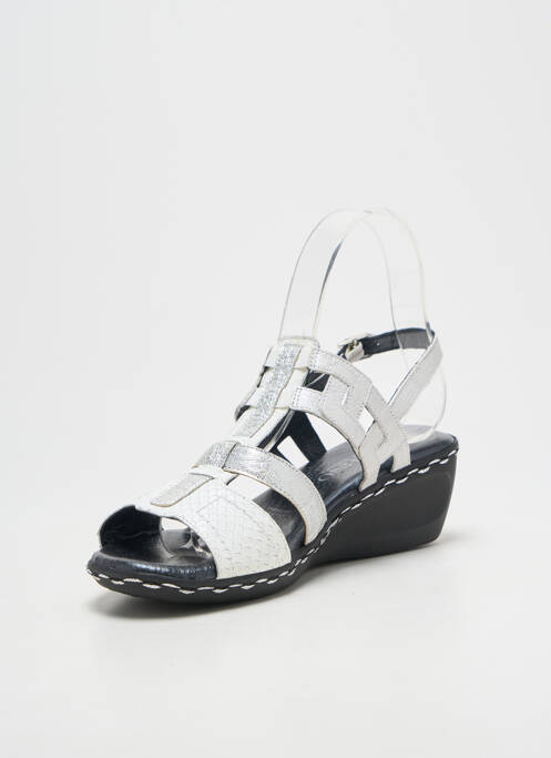 Sandale/pantofi decupați țesătură satinată toc de 4 la 6 cm argintiu GEO-REINO femme