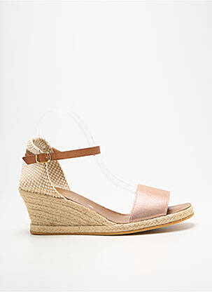 Espadrile țesătură satinată toc de 7 la 9 cm roz LA VAGUE femeie
