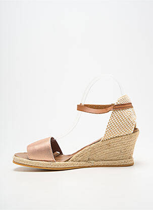 Espadrile țesătură satinată toc de 7 la 9 cm roz LA VAGUE femeie